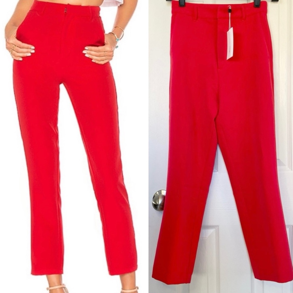 Lovers + Friends Red High Waist Straight Leg Crop Pants Women’s XS New with Tags